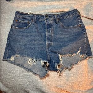Levi's Blue Jean Shorts High-Waisted Distressed